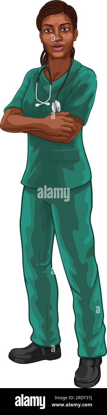 Black Woman Doctor Nurse Medical Professional Stock Vector Image & Art ...