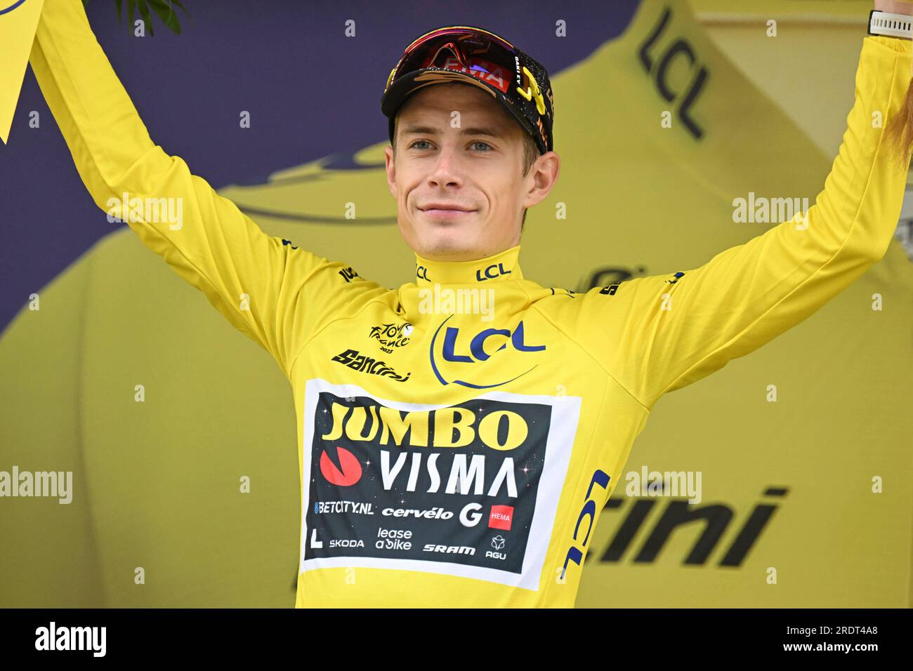 Jonas Vingegaard Denmark Jumbo-Visma team only 2 days from a 2nd tour de France overall win Stock Photo