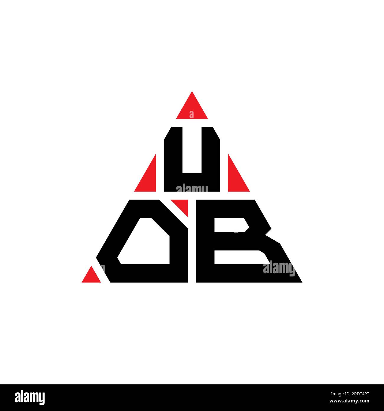 UOB triangle letter logo design with triangle shape. UOB triangle logo design monogram. UOB triangle vector logo template with red color. UOB triangul Stock Vector
