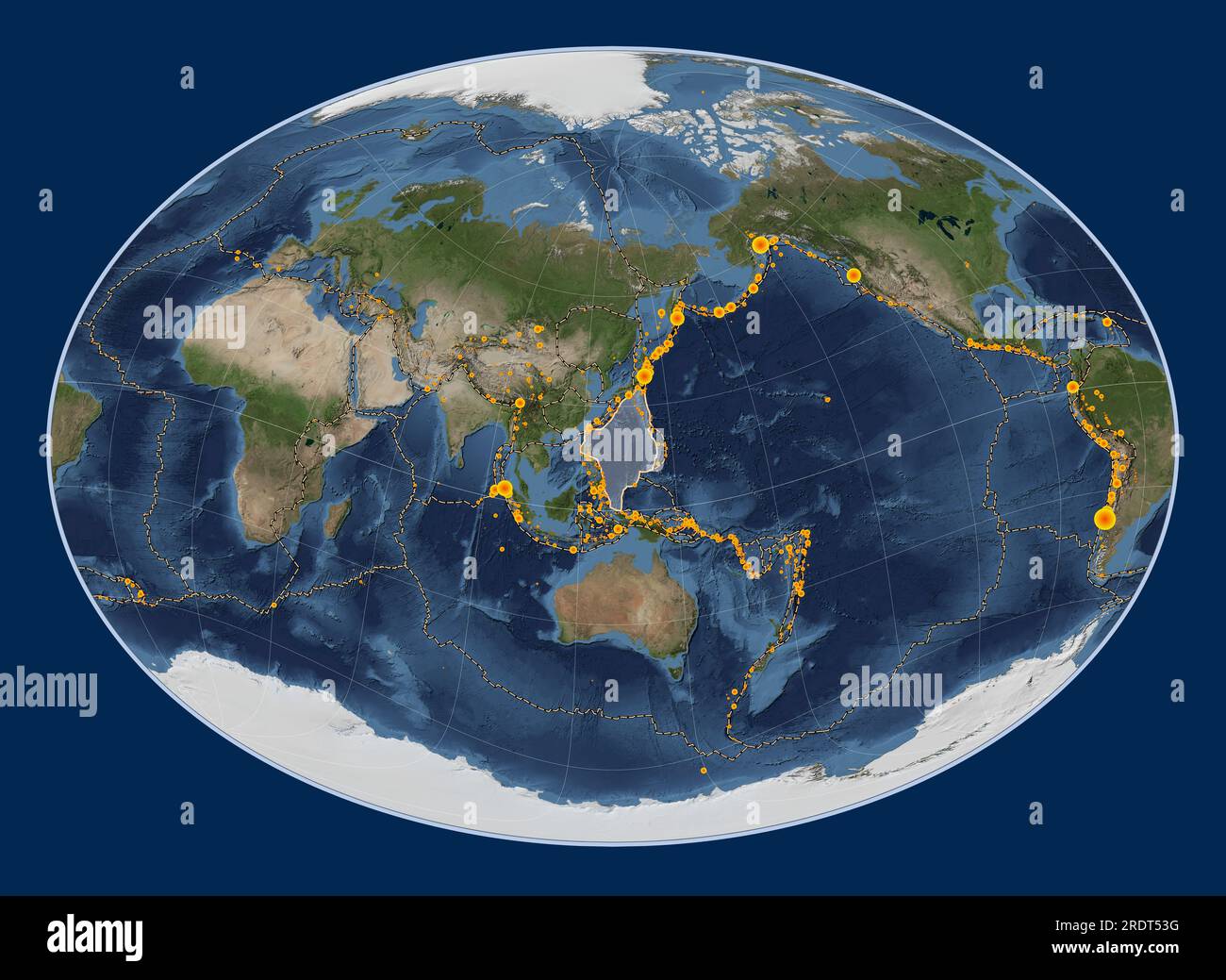 Philippine Sea tectonic plate on the Blue Marble satellite map in the