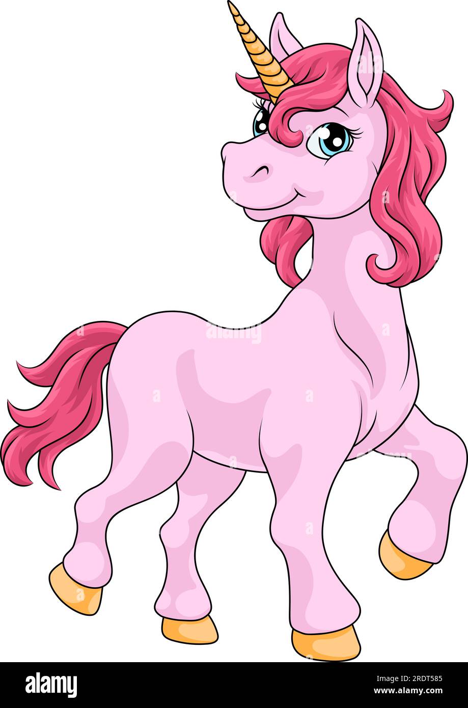 Unicorn Horn Horse Animal Cartoon Mascot From Myth Stock Vector