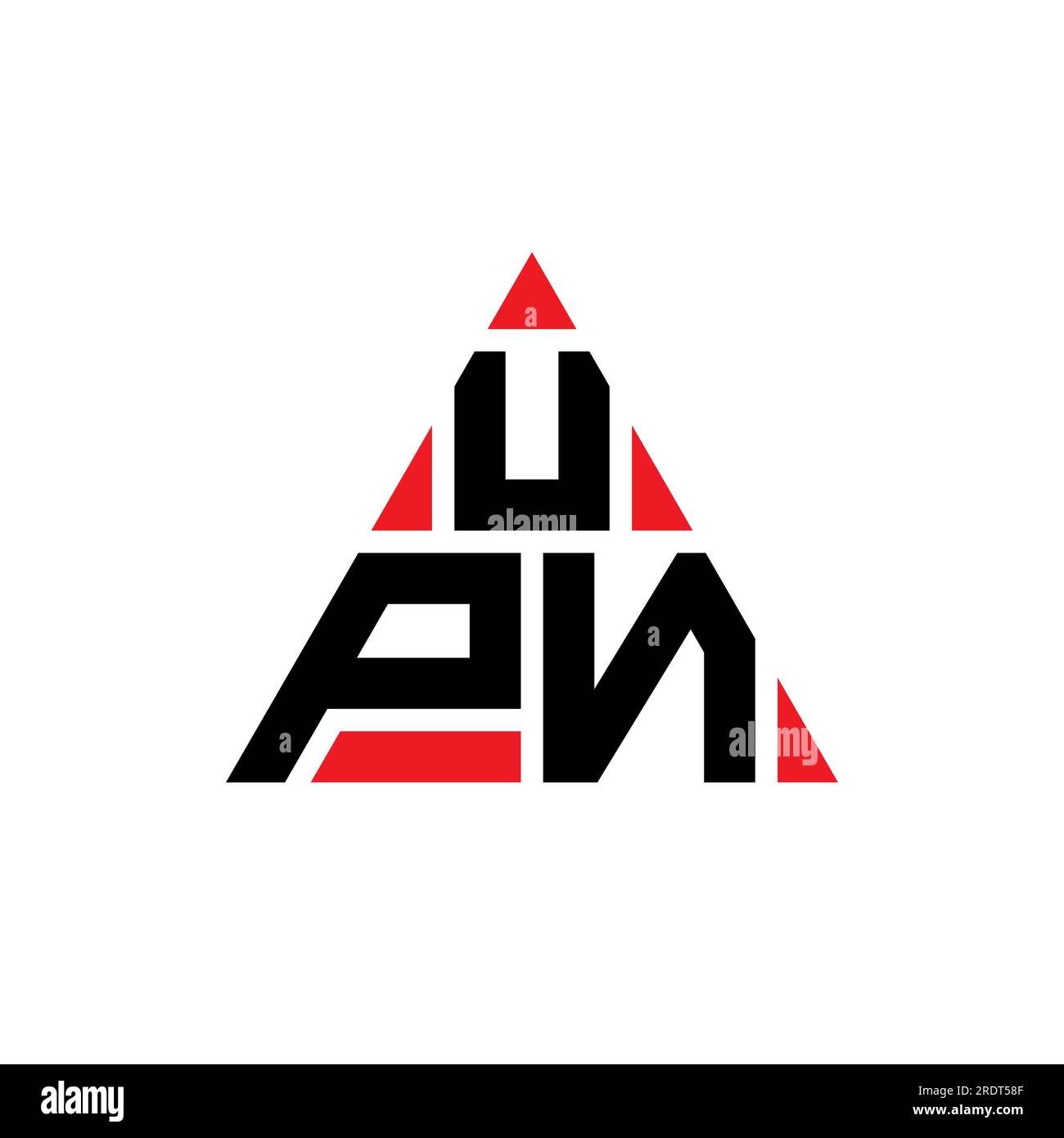 UPN triangle letter logo design with triangle shape. UPN triangle logo design monogram. UPN triangle vector logo template with red color. UPN triangul Stock Vector