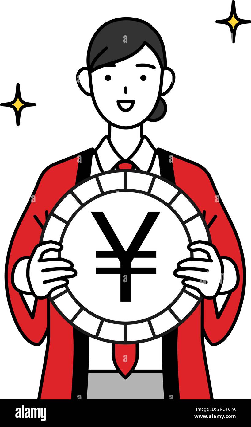 Woman wearing a red happi coat an image of foreign exchange gains and ...