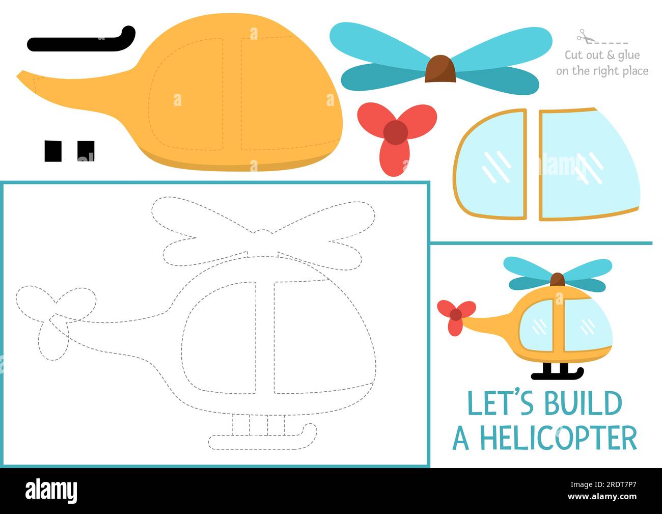 Lets build a helicopter cut and glue activity. Transportation ...