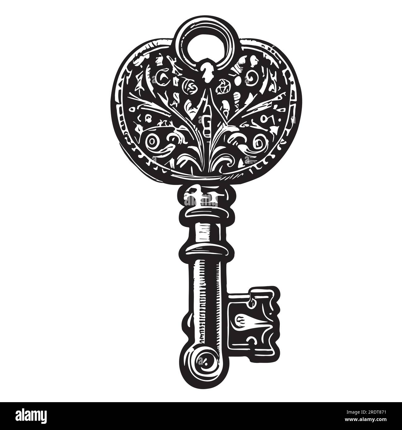 Door Lock or Latch in Sketch Style. Outline or Contour Drawing. Hand drawn  Vector Isolated Vintage Illustration Stock Vector