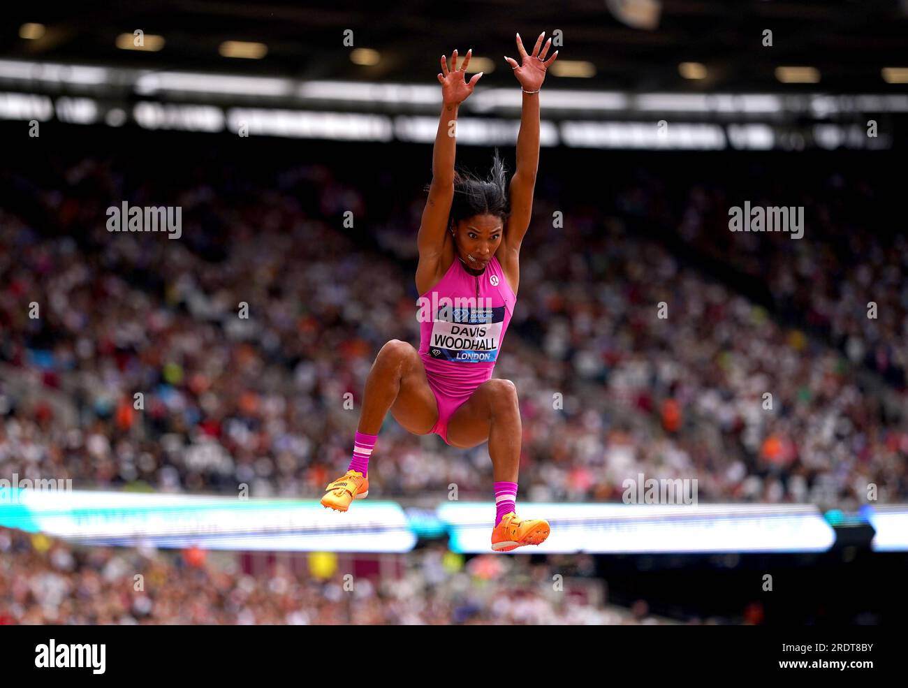 Tara Davis-woodhall In Action As She Competes In The Women's Long Jump 