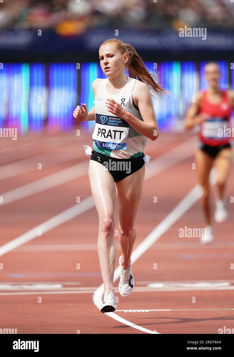 Aimee Pratt of Great Britain finishing third in the Women's 3000m