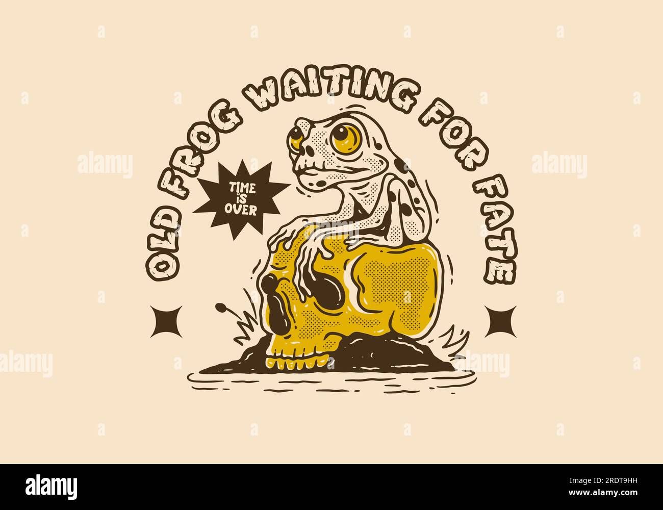 Old frog waiting for fate, Vintage Mascot character design of frog ...