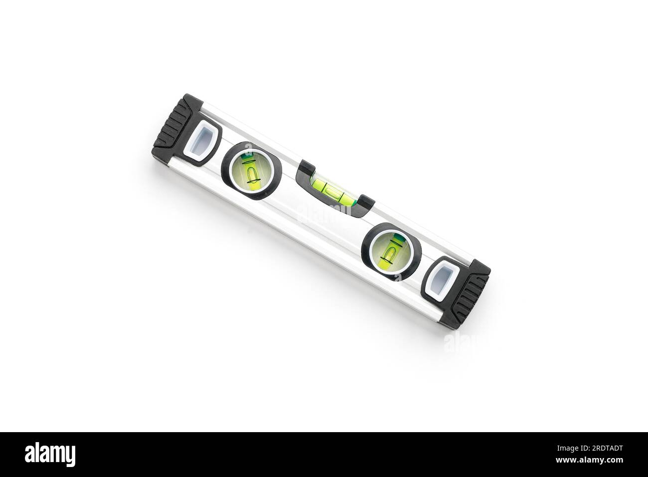 Silver bubble level isolated on white Stock Photo Alamy