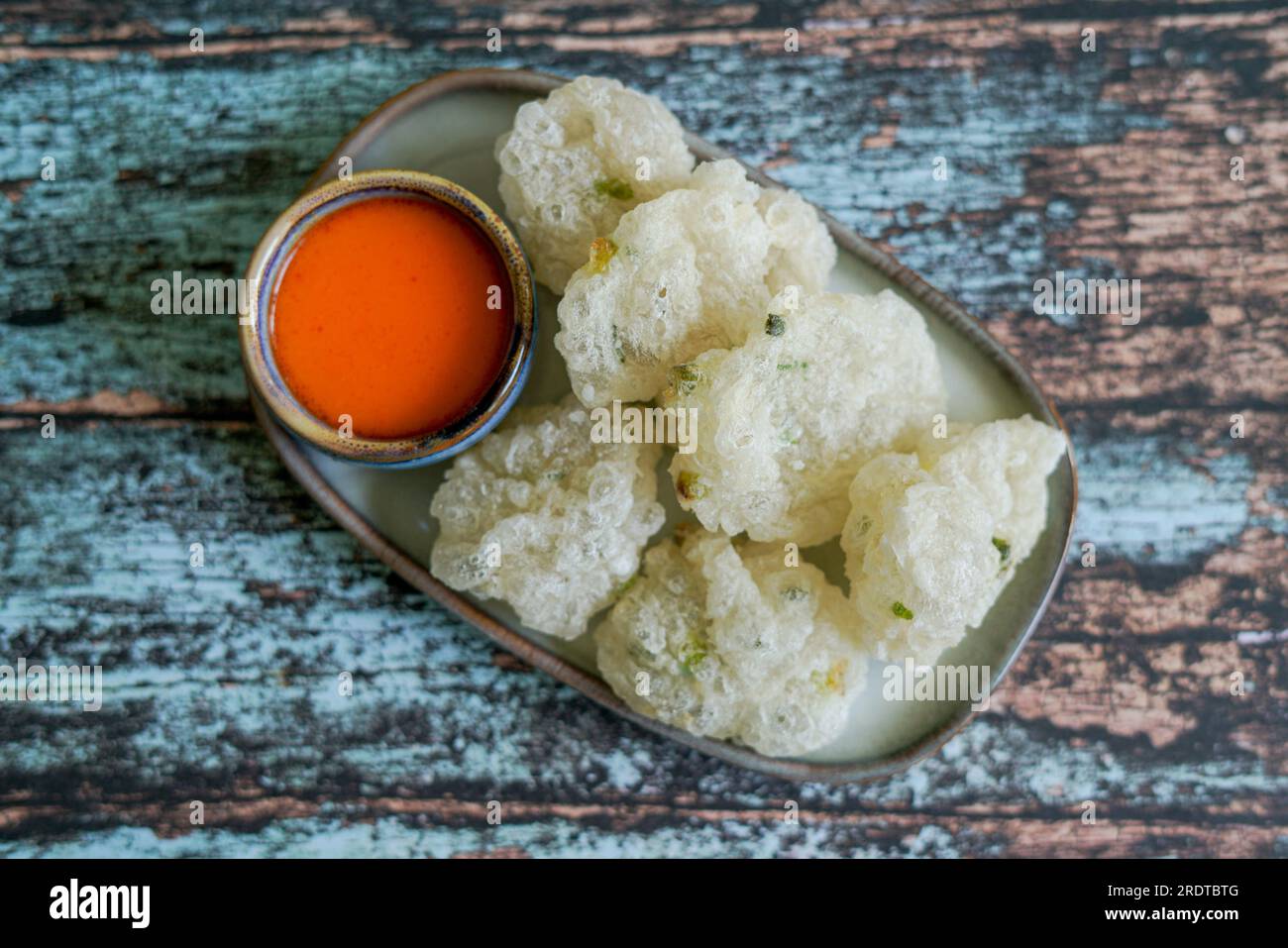 Cireng is Indonesian street food made of Deepfried Tapioca Flour and