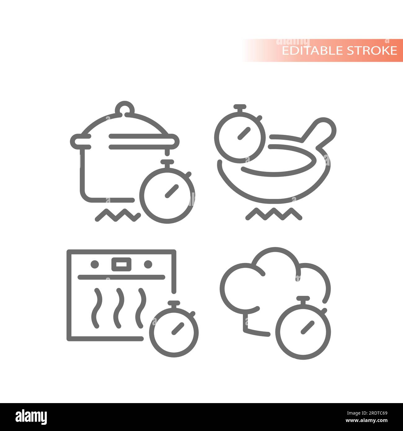 Kitchen timer icon set outline style Royalty Free Vector