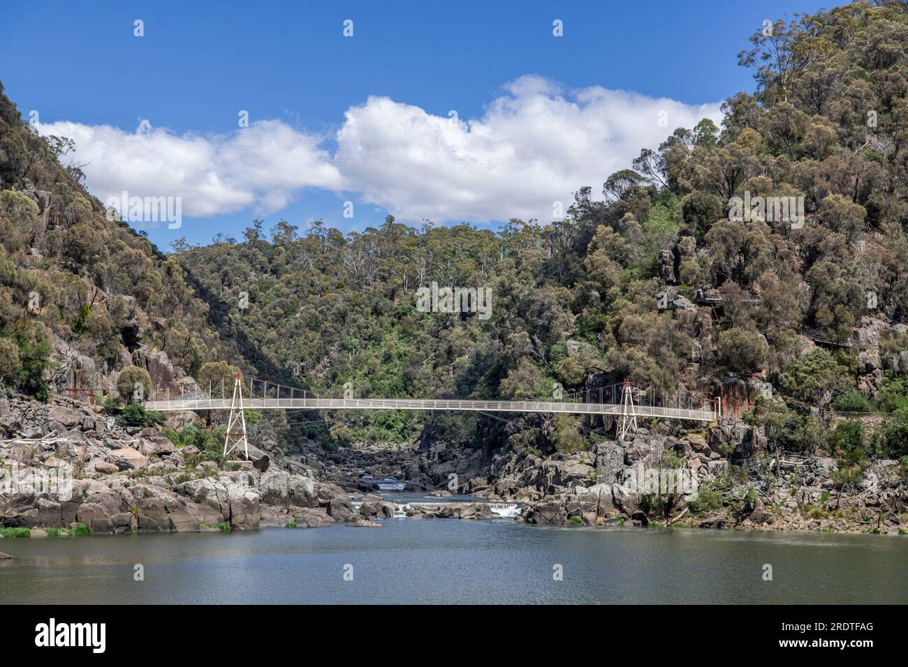 Alexandra Suspension Bridge and First Basin Launceston Tasmania Australia Stock Photo