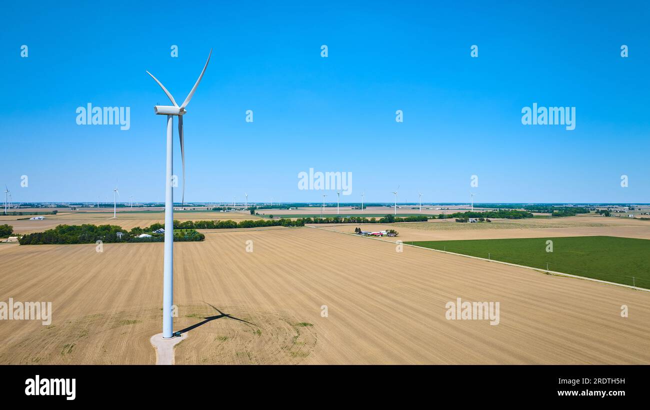 Wind turbine in empty field of dirt aerial Stock Photo - Alamy