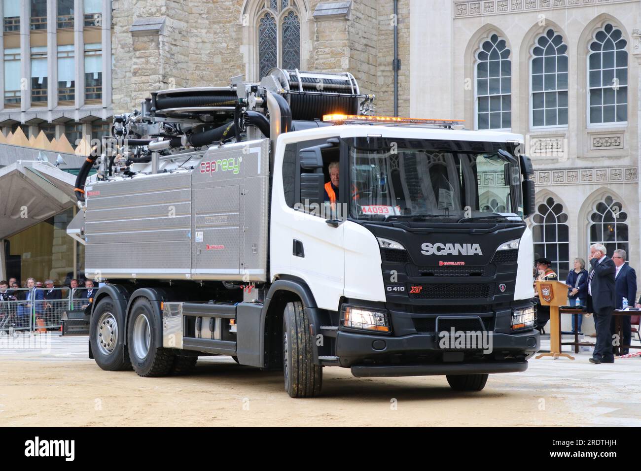 SCANIA G410 CAPPELLOTTO CAPRECY 2600 DIRTY WATER RECYCLING TRUCK AT THE 2023 CART MARKING CEREMONY Stock Photo