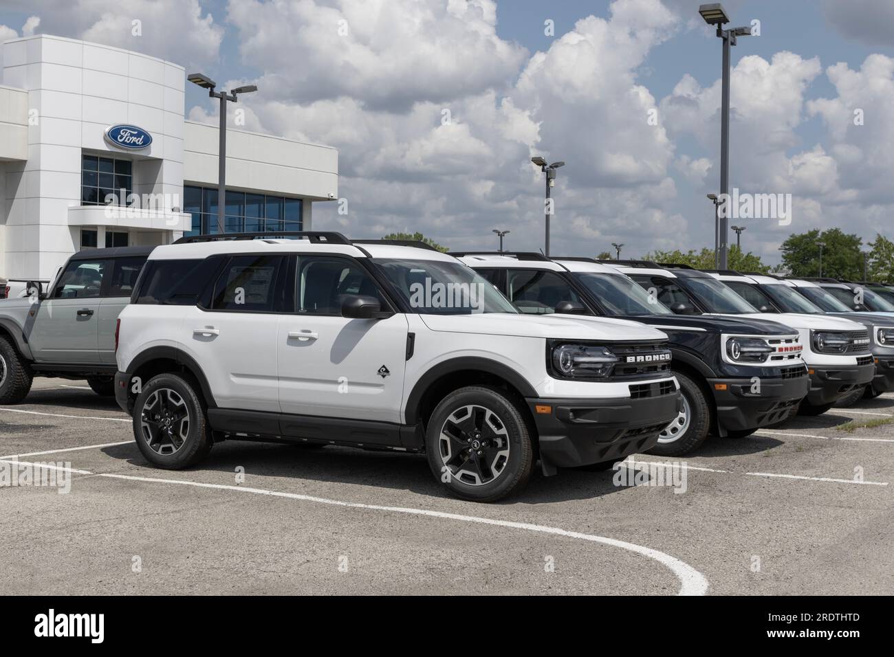 Fishers July 22, 2023 Ford Bronco display at a dealership. Ford