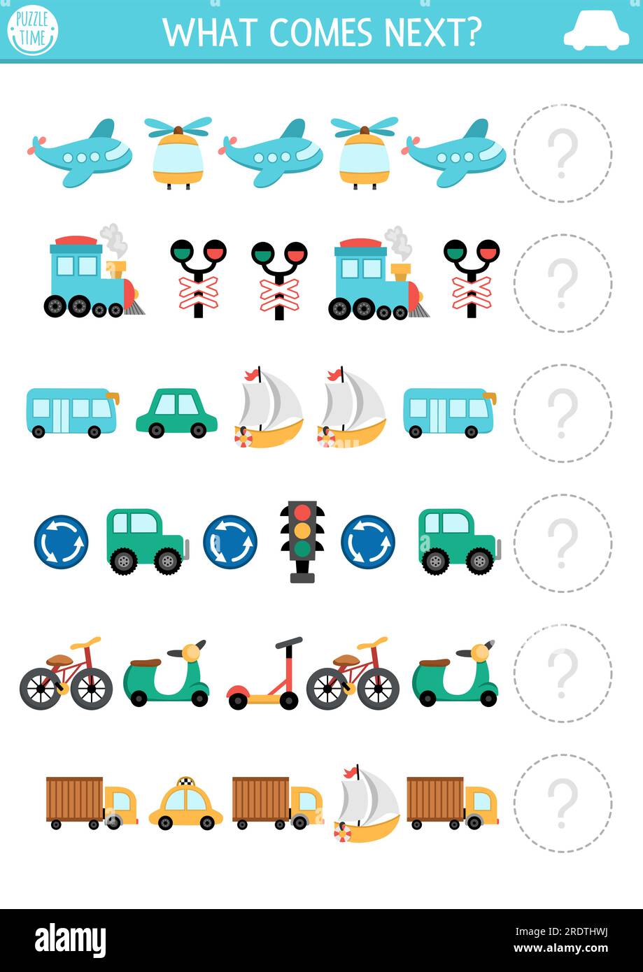 What comes next. Transportation matching activity for preschool ...