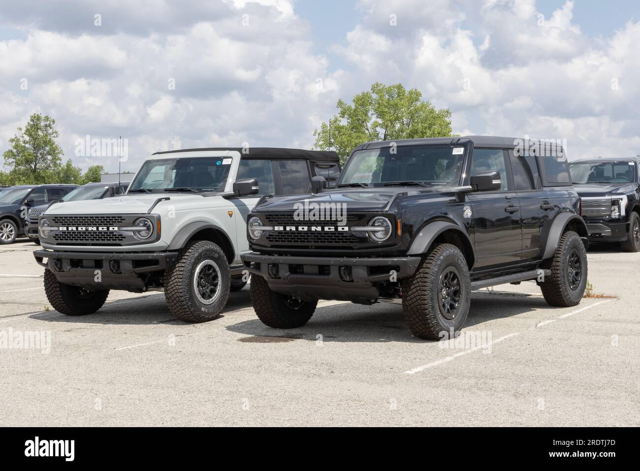 Fishers July 22, 2023 Ford Bronco display at a dealership. Ford