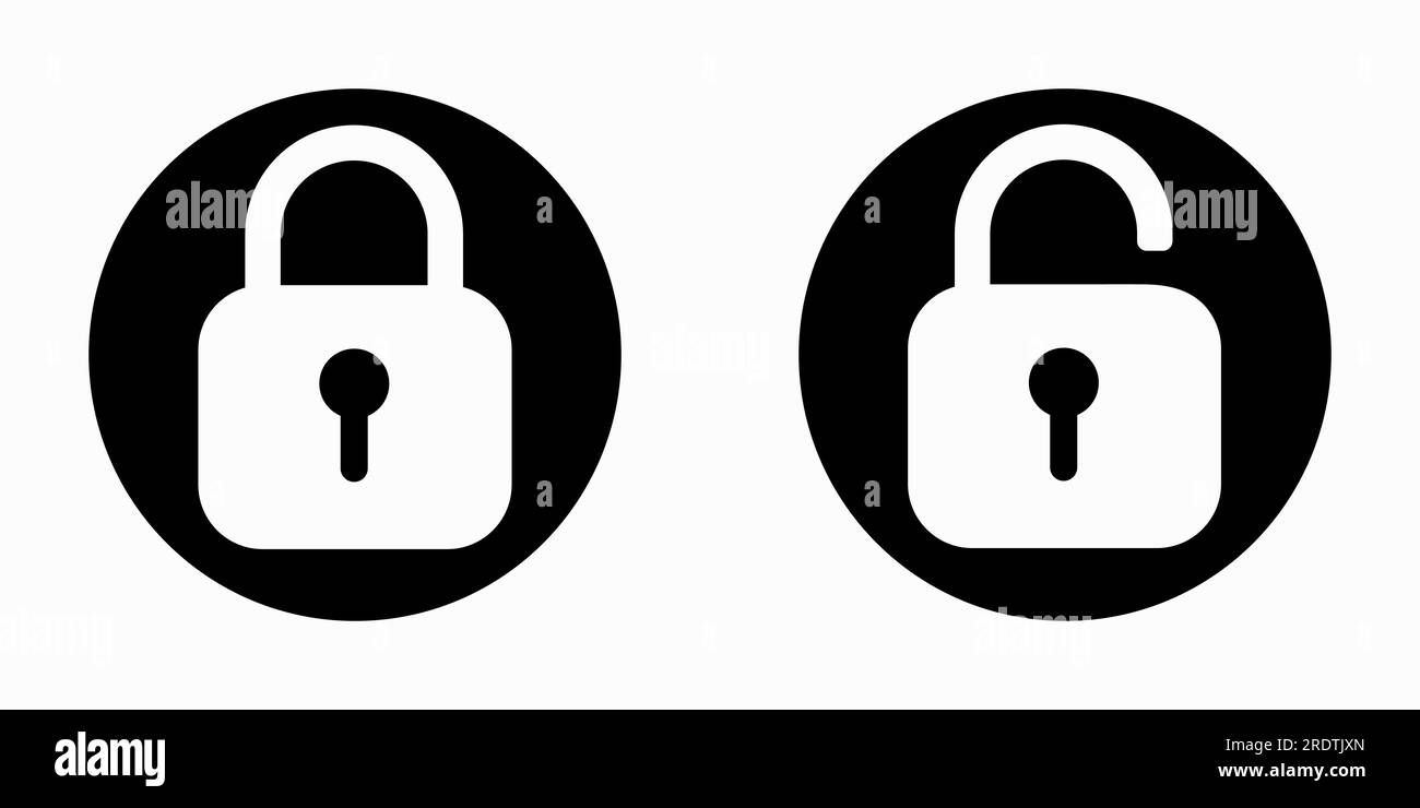 Locked and unlocked padlock icon. Vector clipart illustration Stock ...
