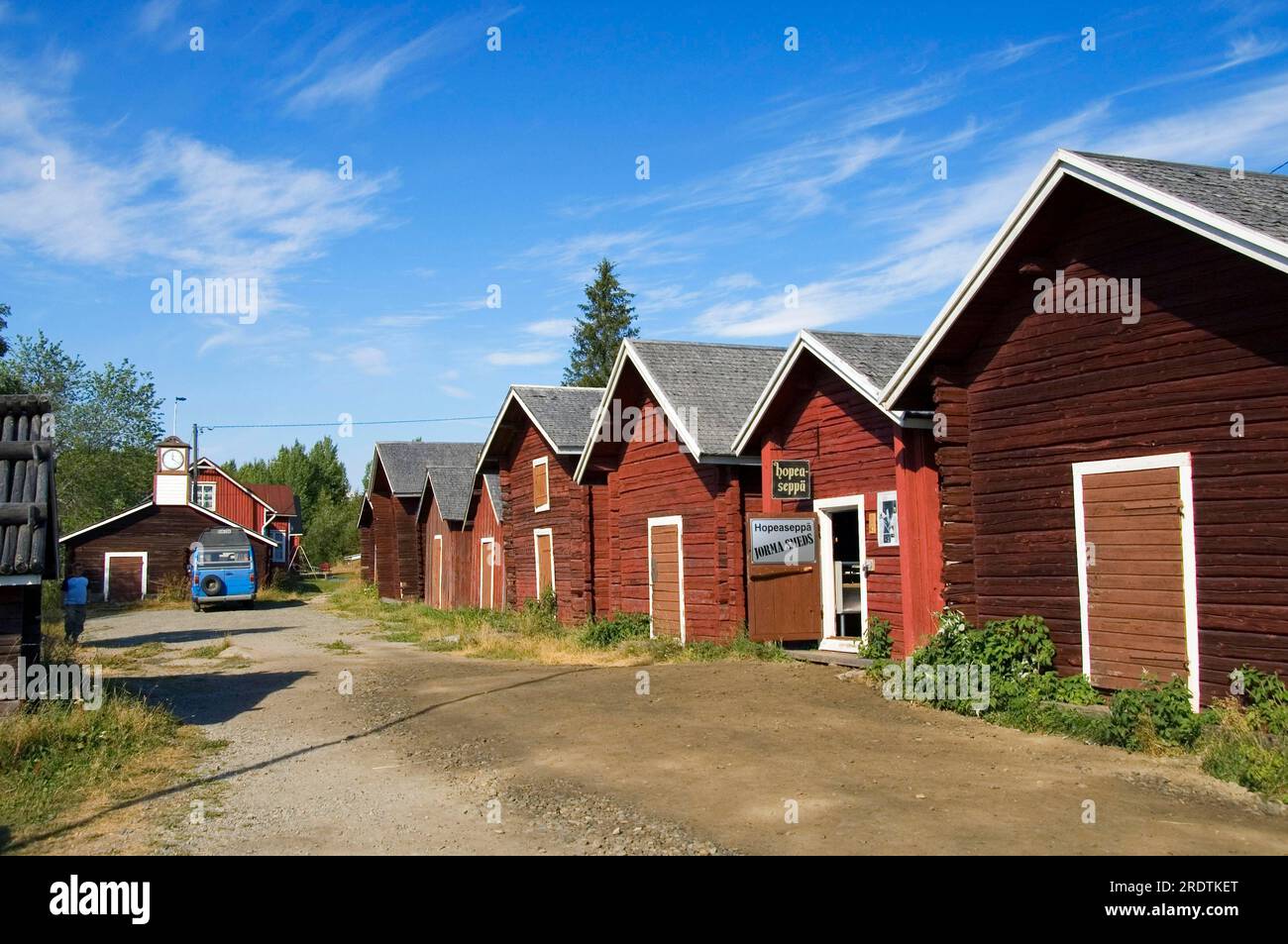 Wooden houses, Kukkola, Lapland, Finland Stock Photo