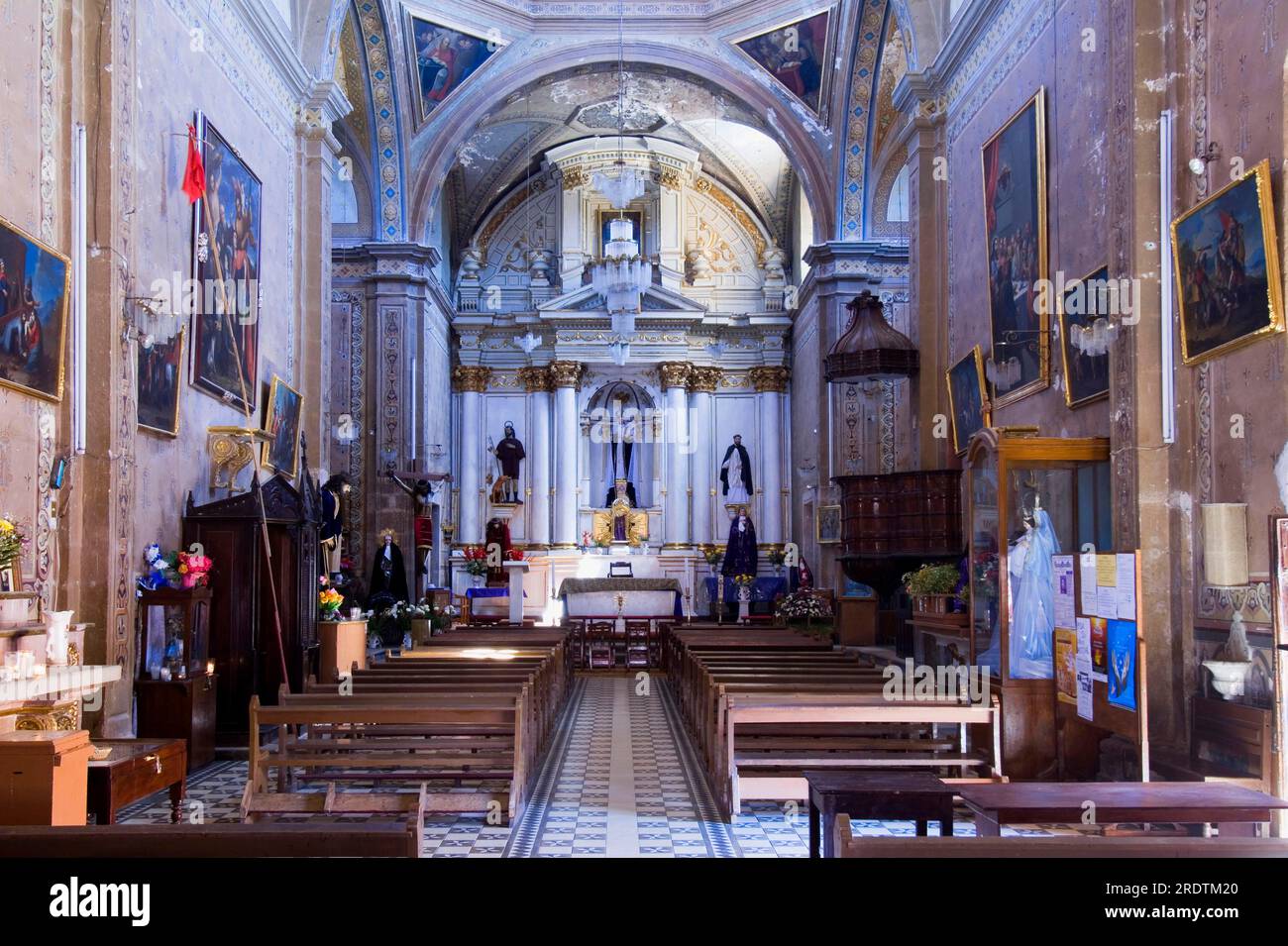 Interior, San Roque Church, Guanajuato, Guanajuato Province, Mexico Stock Photo