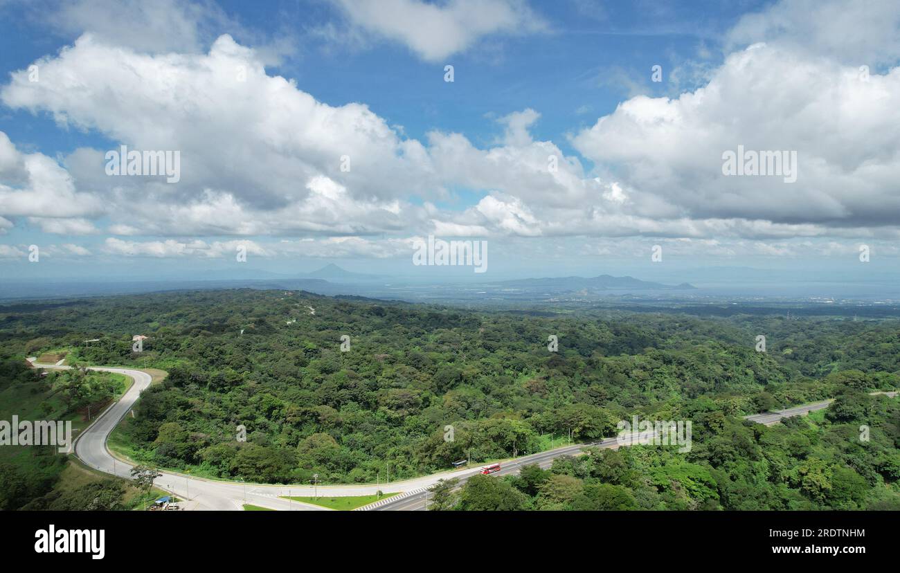 Travel to central america theme aerial drone view on bright sunny day Stock Photo