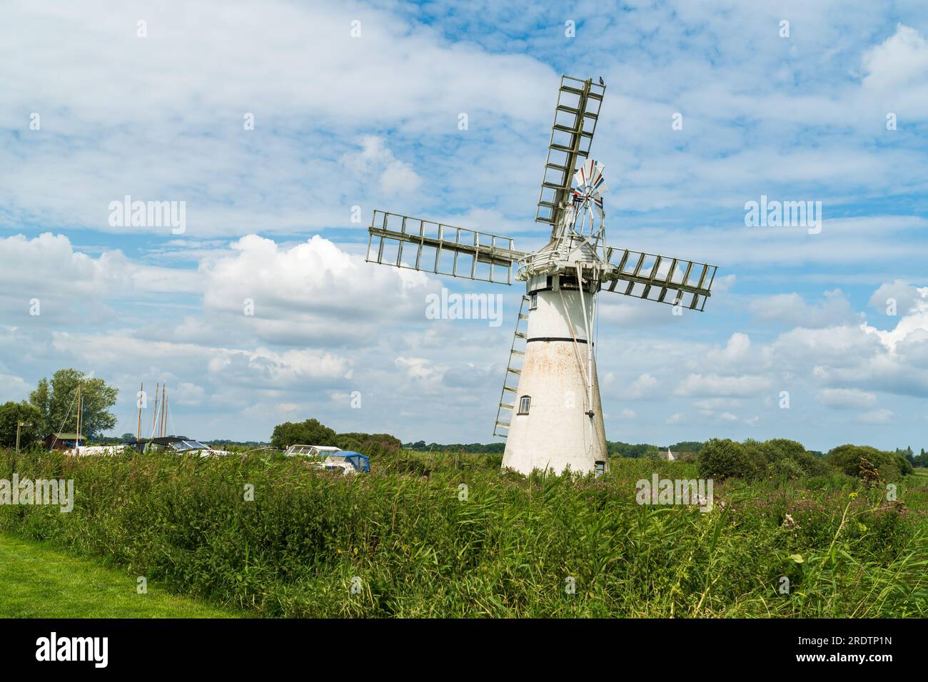 Thurne Mill in the Norfolk Broads National Park in North Norfolk, UK on a Summer day Stock Photo