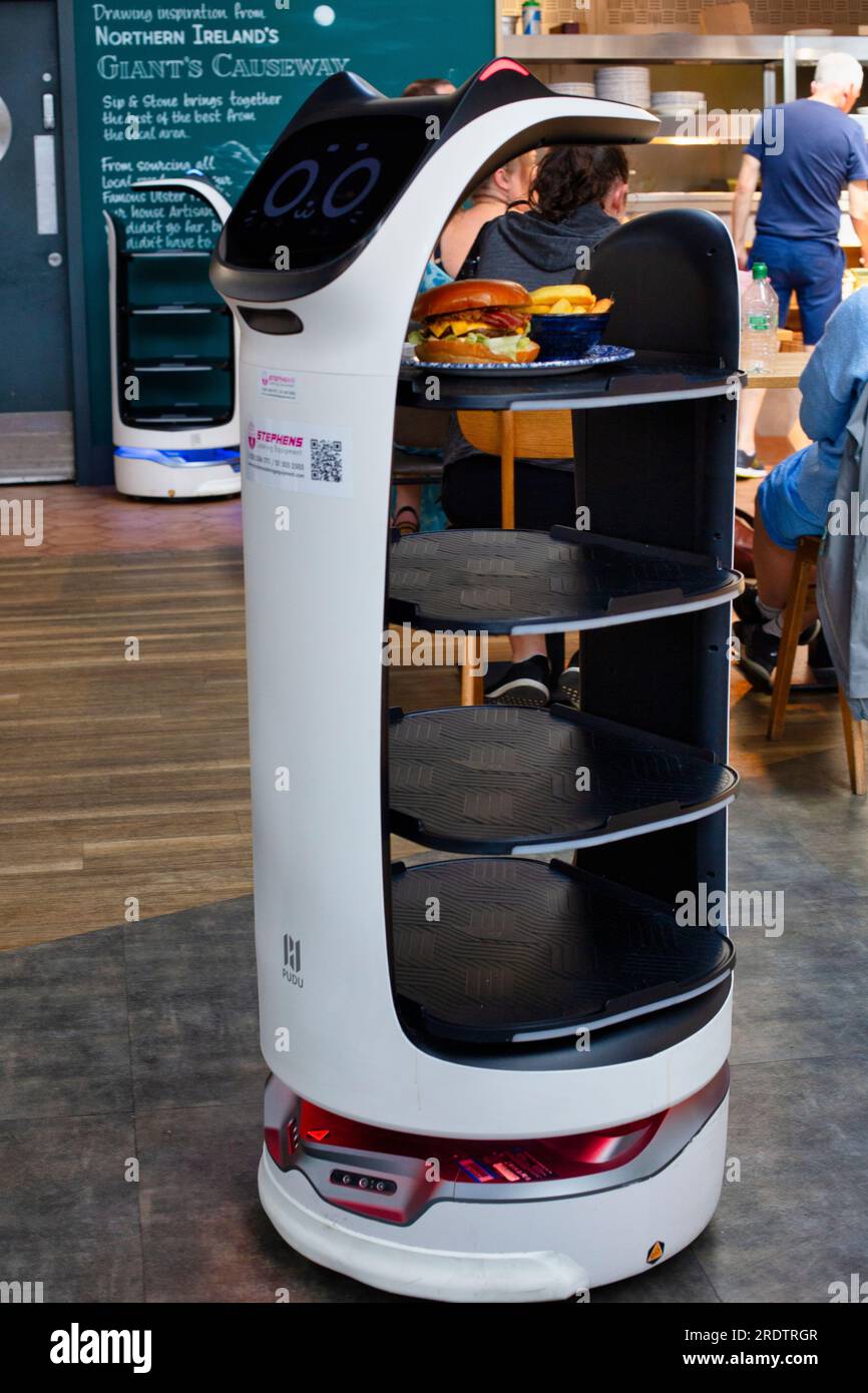 Robot food server in Belfast AIrport Stock Photo Alamy