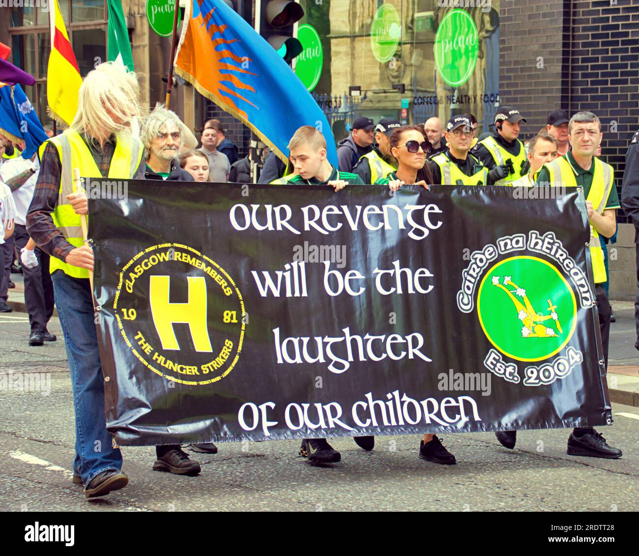 Glasgow, Scotland, UK 23rd  July, 2023. Republican march Maze Prison hunger strikes of 1981 marched through the centre. Credit Gerard Ferry/Alamy Live News Stock Photo