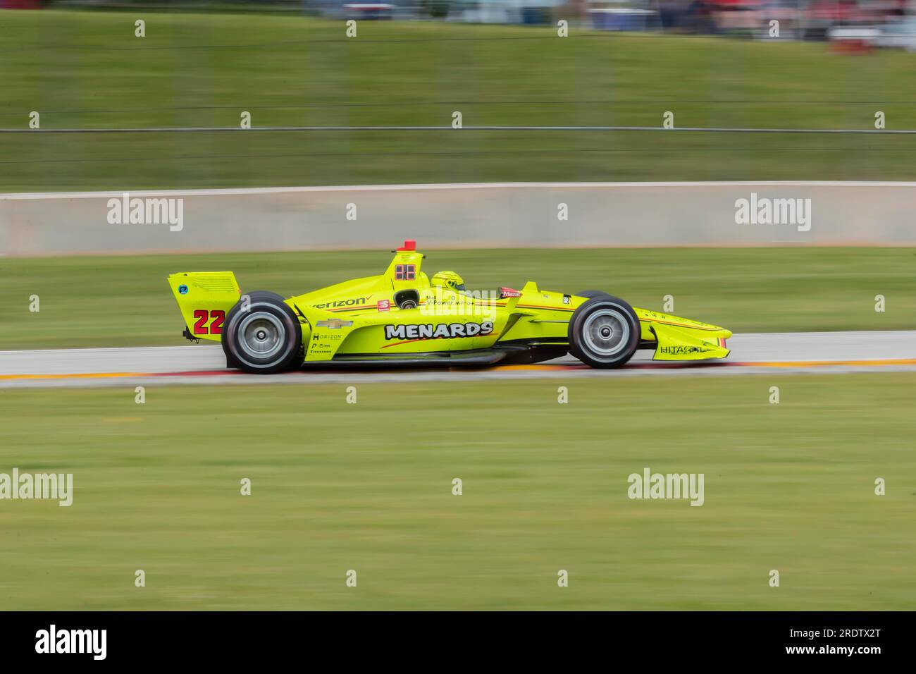 June 23, 2019, Elkhart Lake, Wisconsin, USA: SIMON PAGENAUD (22) of France races through the turns during the race for the REV Group Grand Prix at Stock Photo