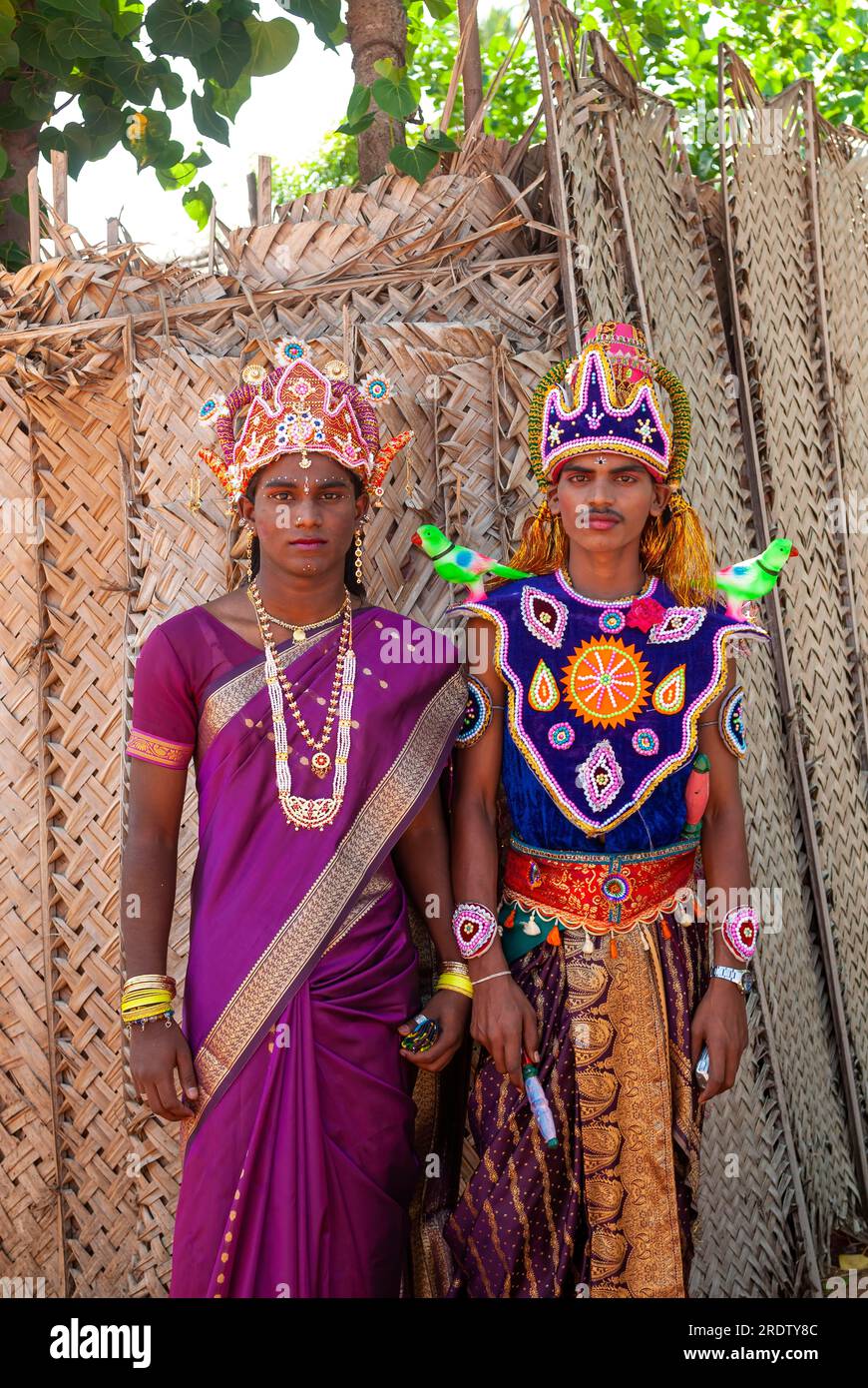 Men wearing exaggerate costumes for the purpose of offering prayers and