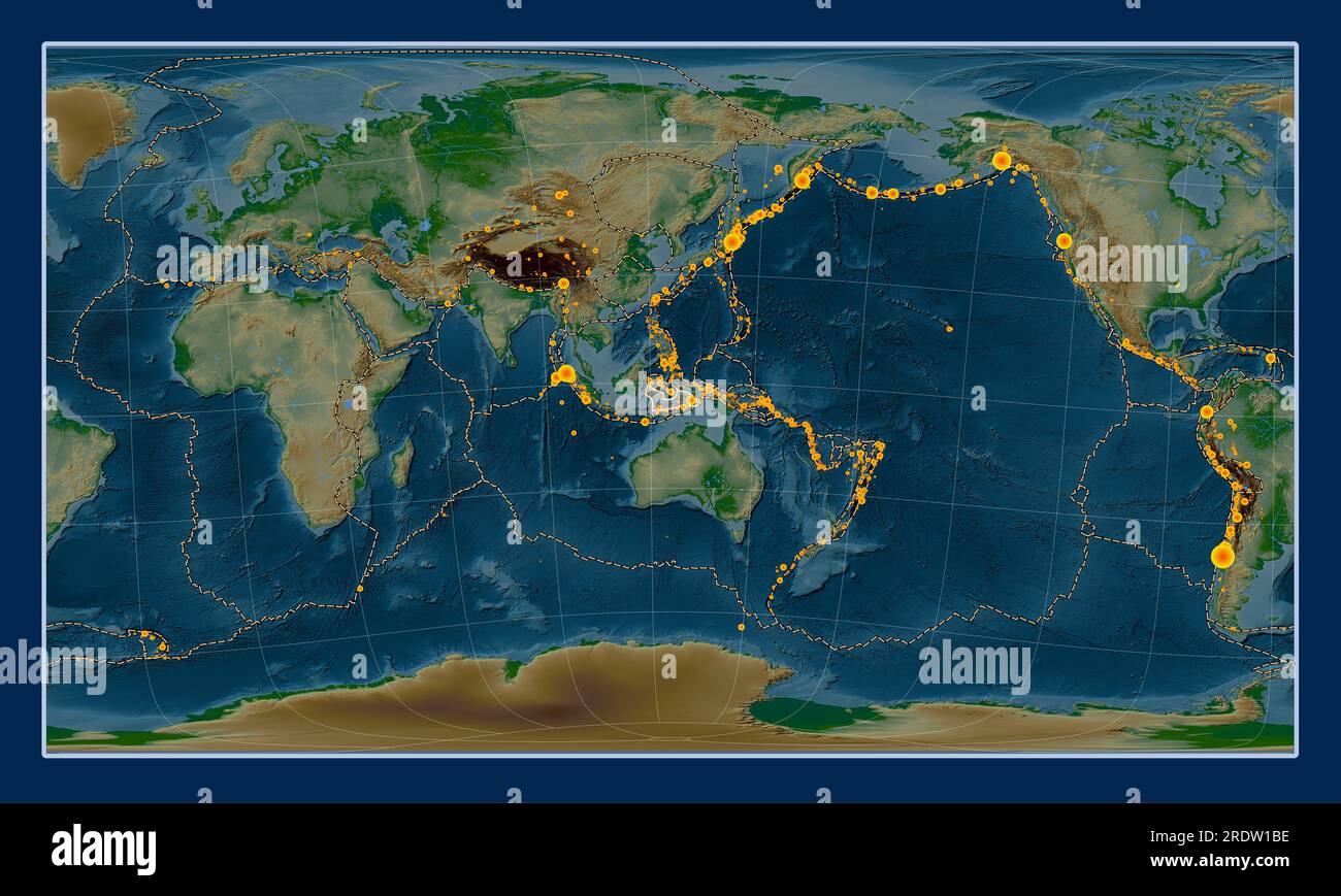 Banda Sea Tectonic Plate On The Physical Elevation Map In The Patterson Banda Sea Tectonic Plate On The Physical Elevation Map In The Patterson Cylindrical Oblique Projection Centered Meridionally And Latitudinally Locati 2RDW1BE 