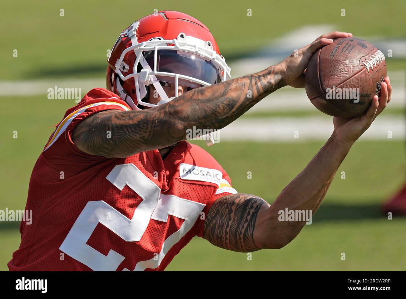 Kansas City Chiefs wide receiver Nikko Remigio catches a ball during