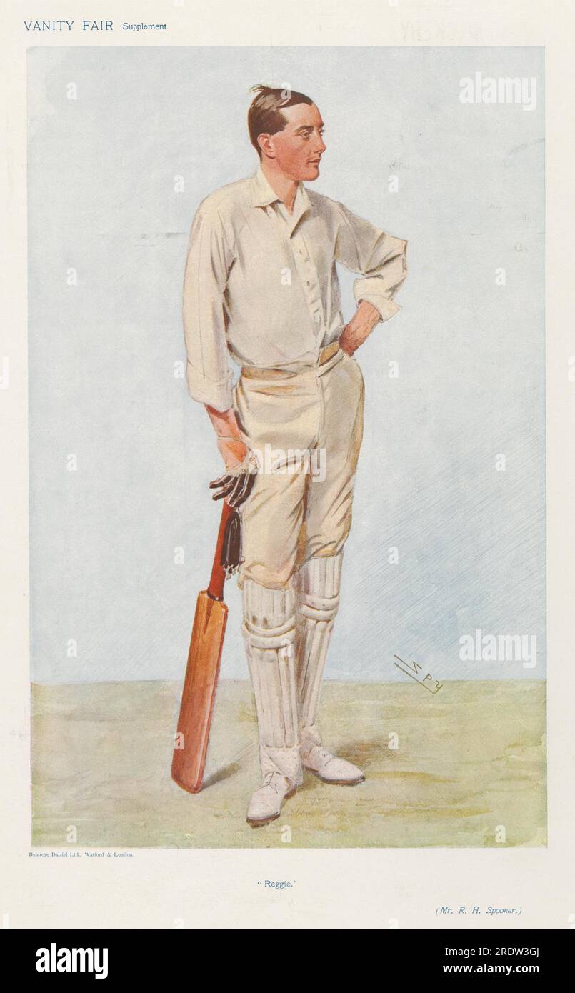 Vanity Fair - Cricket. 'Reggie'. Reginald Herbert Spooner. 18 June 1906 1906 by Leslie Ward Stock Photo