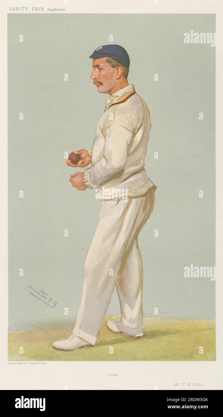 Vanity Fair - Cricket. 'Father'. Mr. C.M. Wells. 10 July 1907 1907 by Leslie Ward Stock Photo