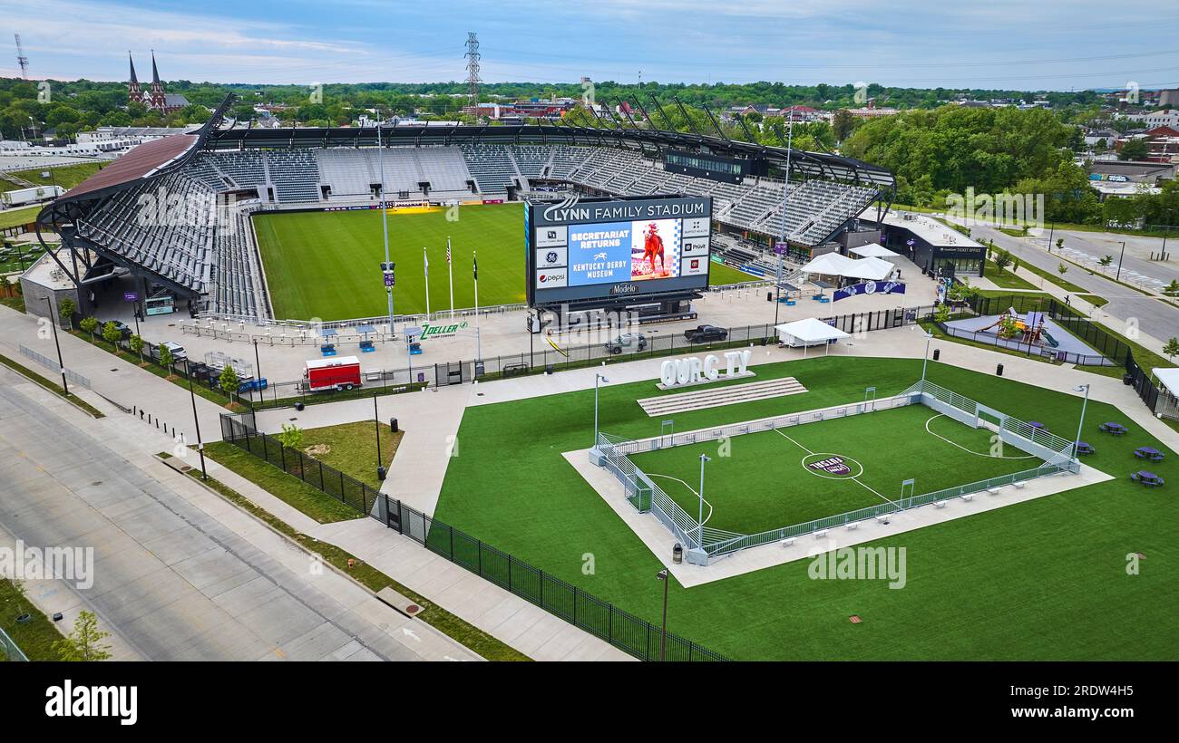Lynn Family Stadium aerial summer Louisville Kentucky soccer tiered