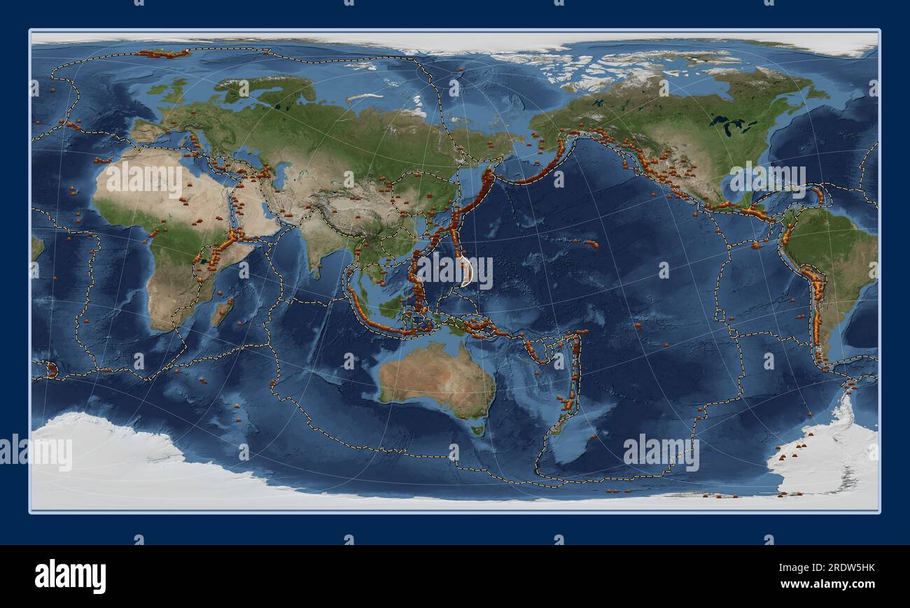 Mariana tectonic plate on the Blue Marble satellite map in the