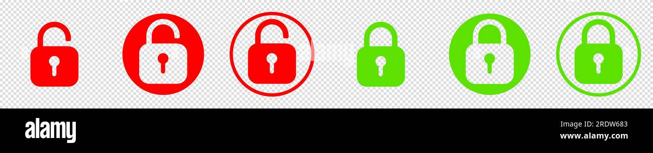 Padlock unlock lock icon set. Closed and opened sign. Vector clipart ...
