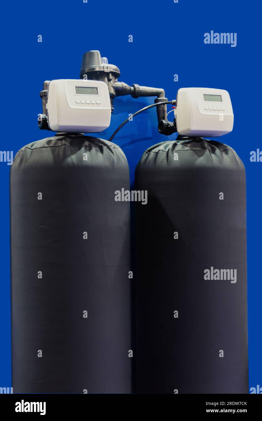 Water softening system from two cylinders. Stock Photo