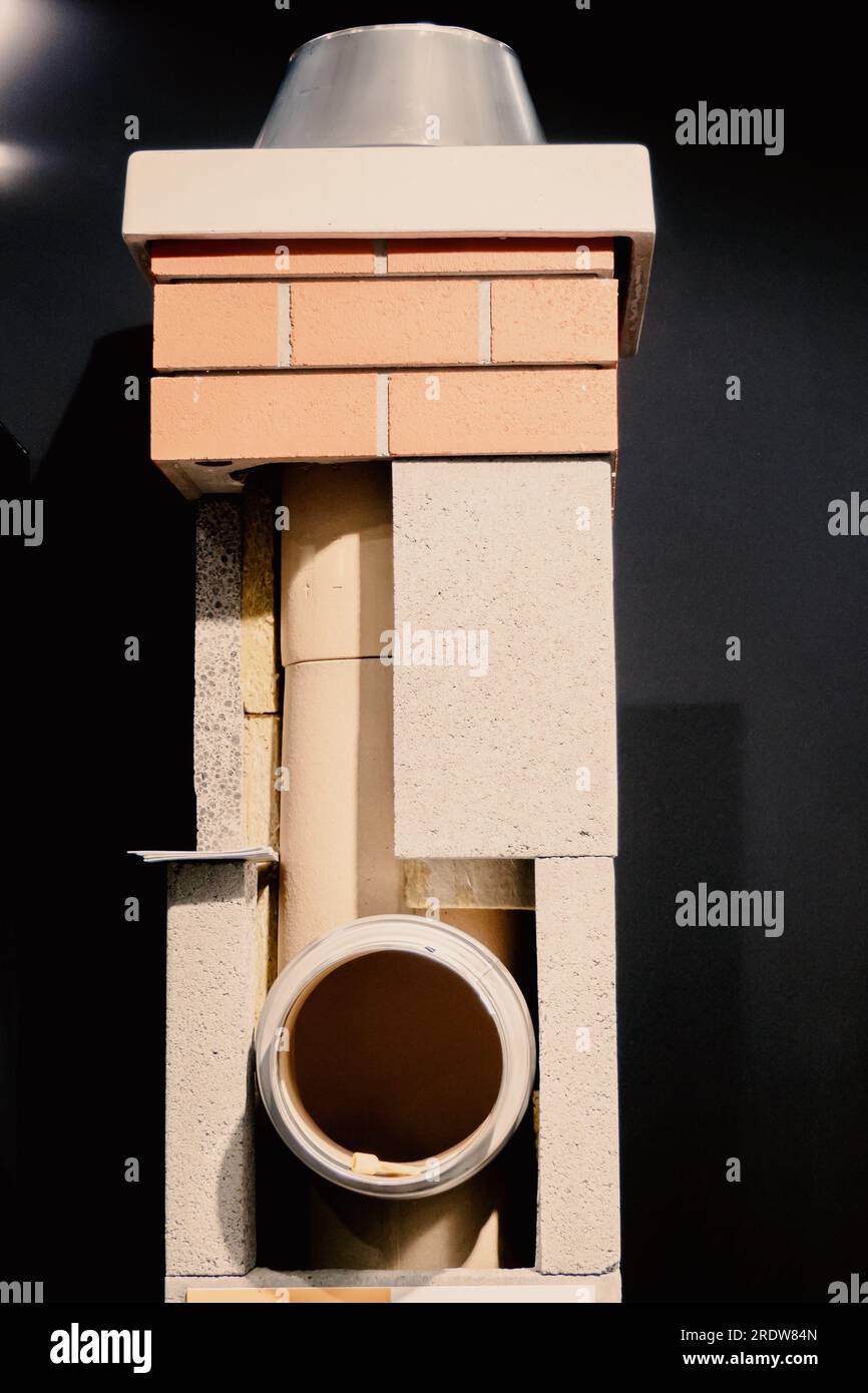 An example of a modern chimney in the layout of the house Stock Photo
