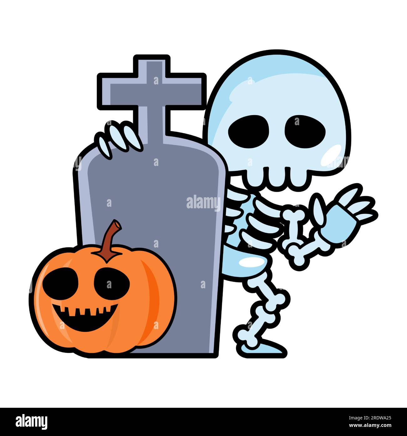 Skeleton ghost . Halloween cartoon characters . Vector . Stock Vector