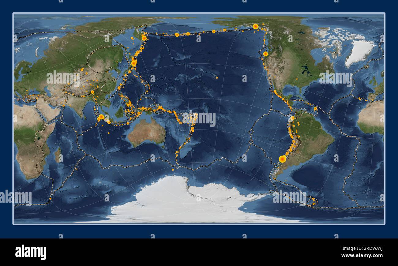 Tonga tectonic plate on the Blue Marble satellite map in the Patterson