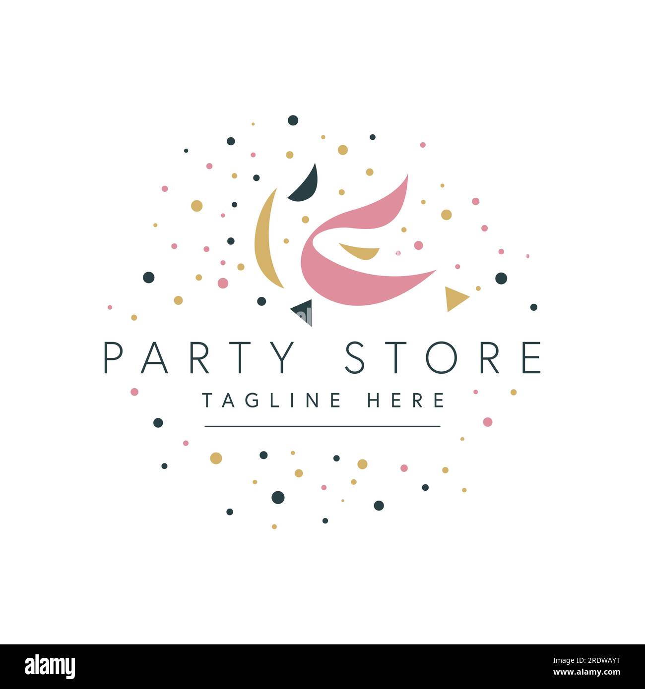 Party store vector logo design. Confetti party store logo template
