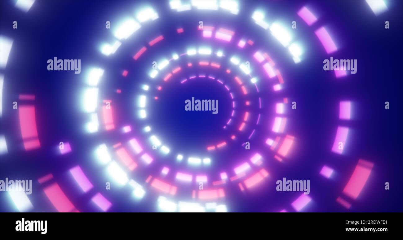 Abstract round swirling rings HUD elements blue and purple from flying ...