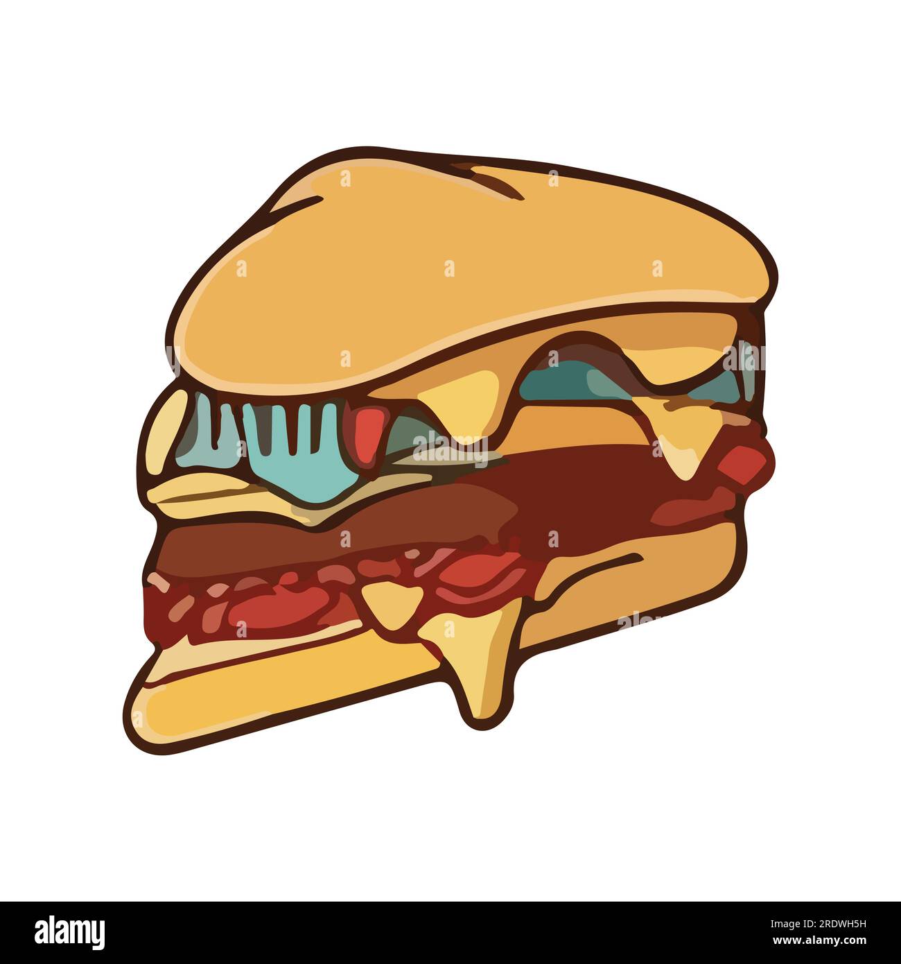 Slice of sandwich Emoji Vector Design. BBQ Fast Food Art Illustration