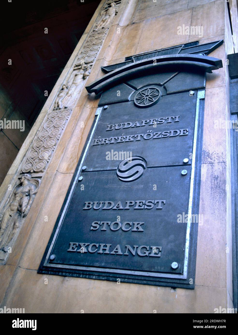 Nameplate of the Budapest Stock Exchange in Hungary Stock Photo
