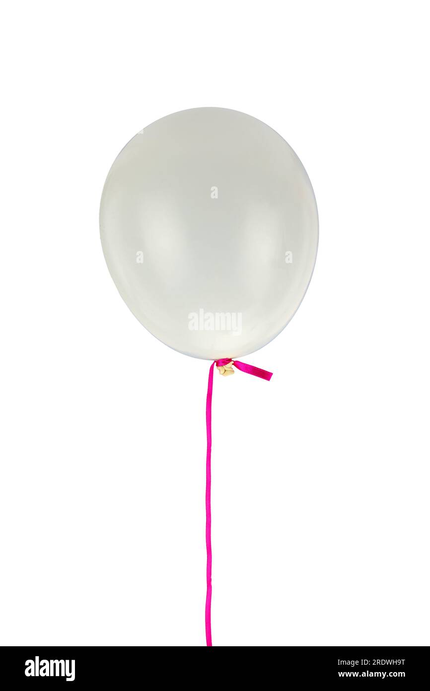 White balloon and ribbon flying isolated on white background Stock ...