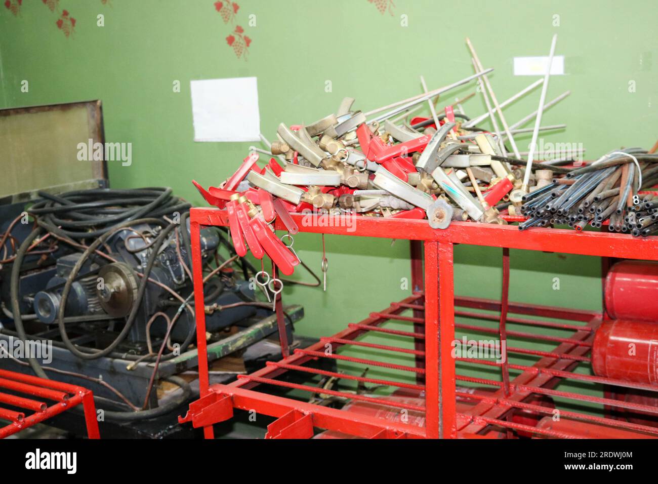 Spare parts for fire extinguishers at the refueling station of fire