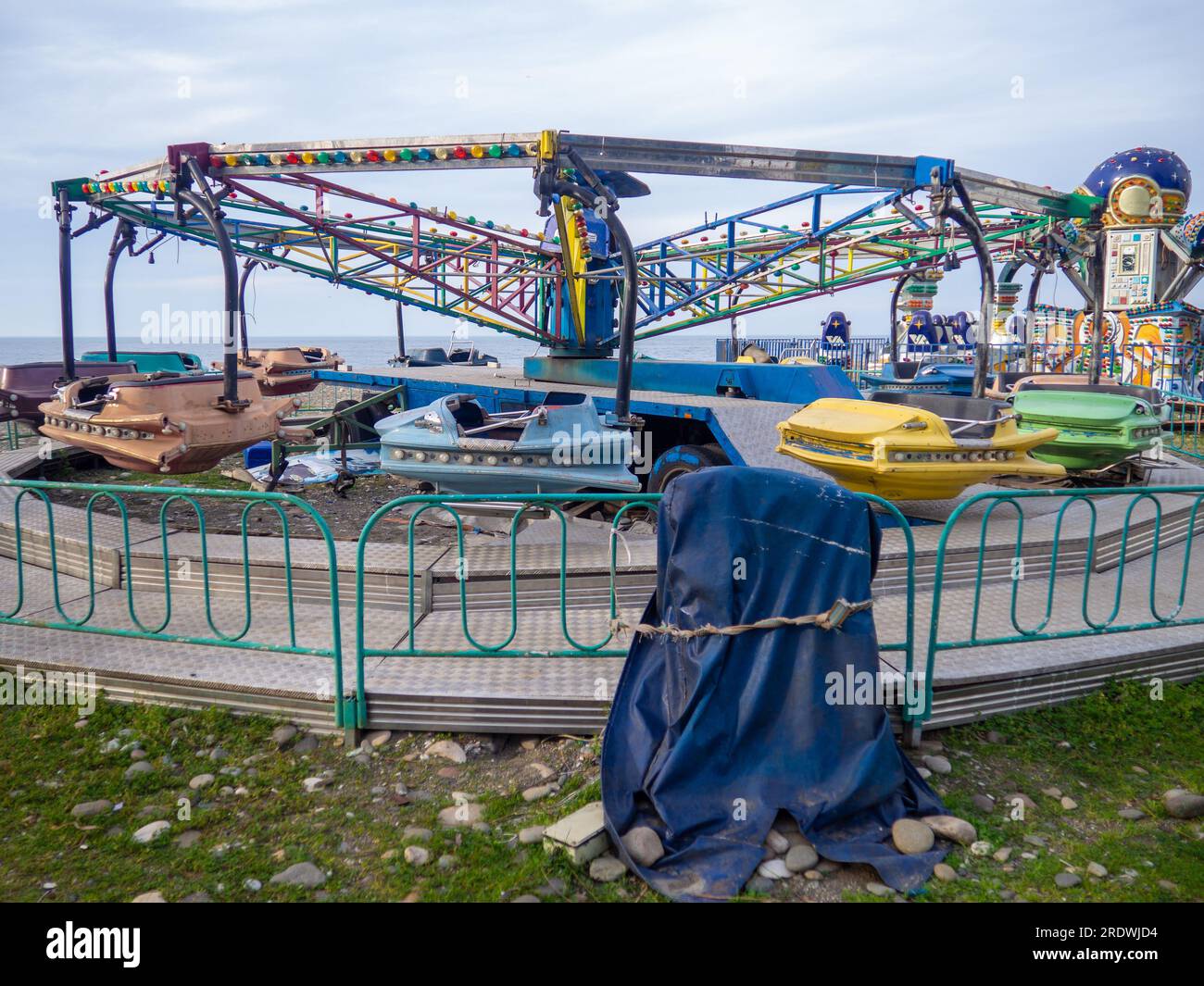 Abandoned Luna Park. A crisis. Old carousels. Does not work. Broken
