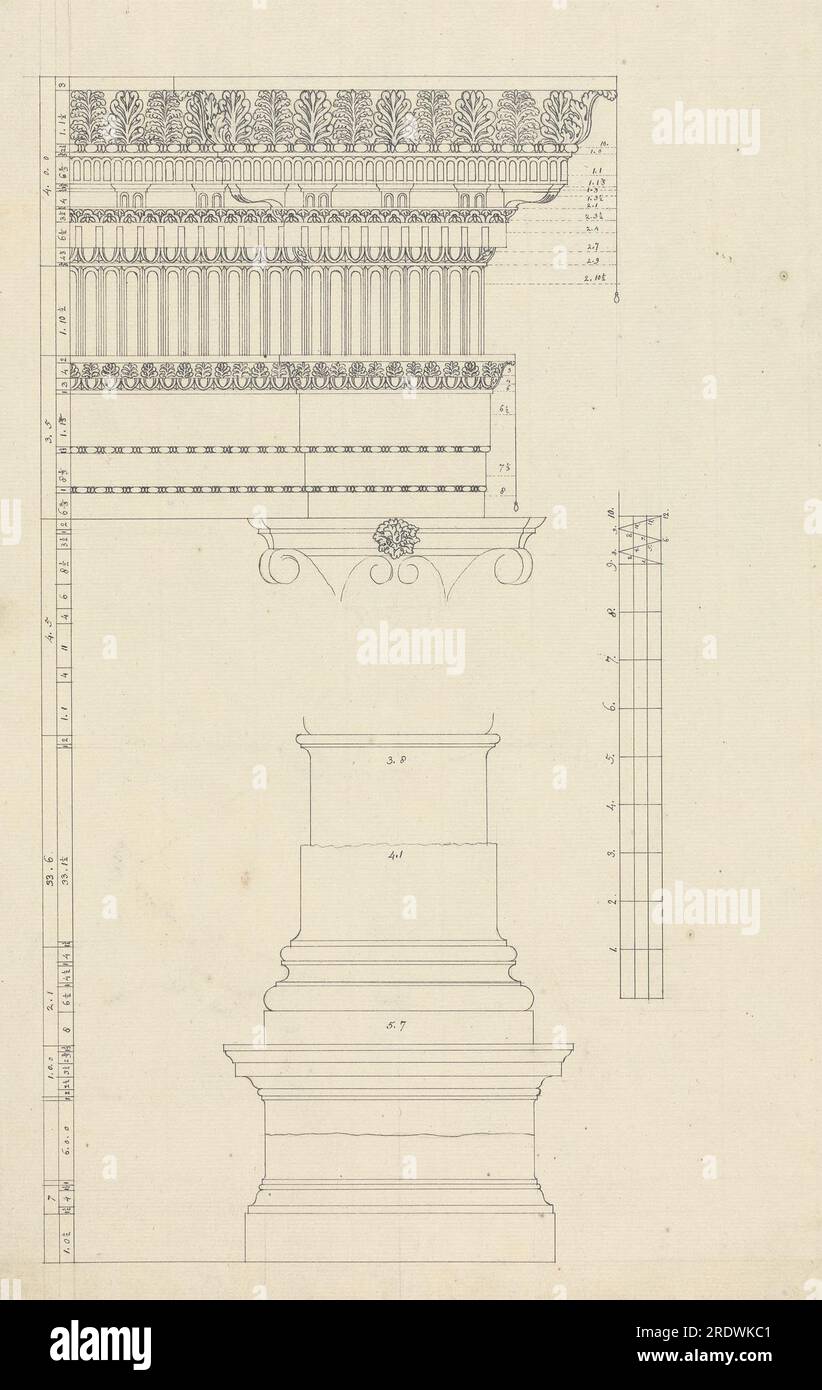 Detailed and Measured drawing of Column from Pedestal to Entablature of