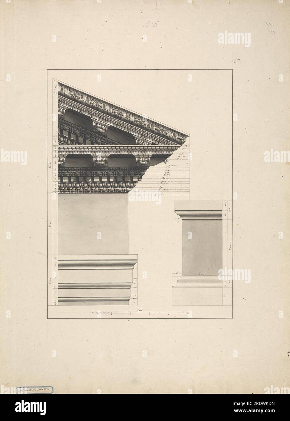 Elevation of Pedestal Entablature and Pediment of Triumphal Arch at